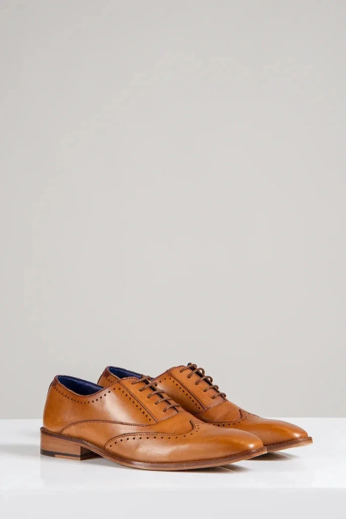 Braune Lederschuhe, Marc Darcy Carson, Wingtip Brogues 2 Braune Lederschuhe, Marc Darcy Carson, Wingtip Brogues – Bild 2