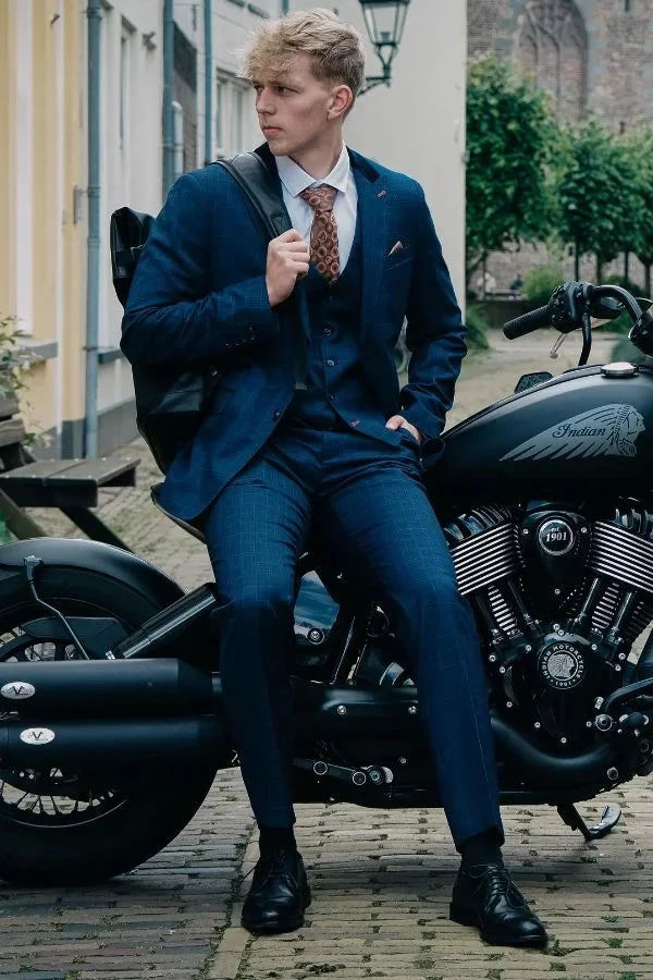 CASTLESON - Hose Corporal Check Navy 1 CASTLESON - Hose Corporal Check Navy