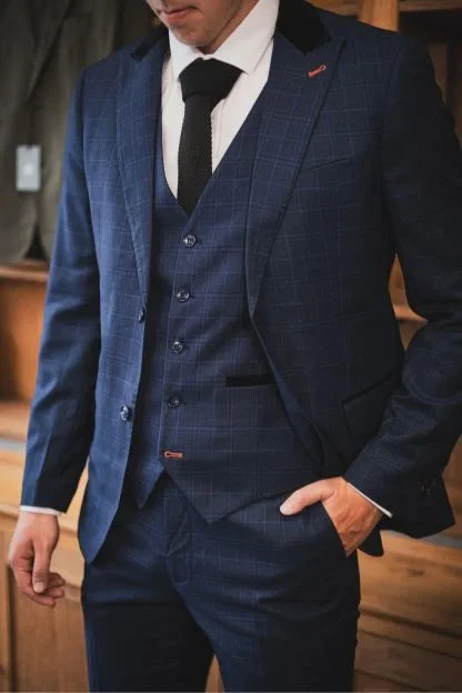 CASTLESON - Sakko Corporal Check Navy 1 CASTLESON - Sakko Corporal Check Navy