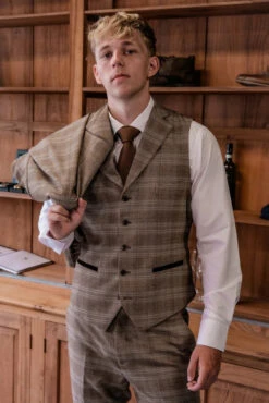 CASTLESON - Weste Captain Karomuster Beige