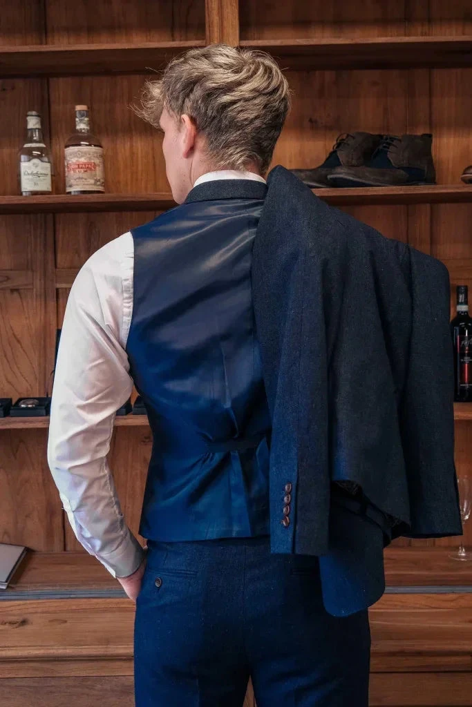 CASTLESON - Weste Chief Navy Tweed 2 CASTLESON - Weste Chief Navy Tweed – Bild 2