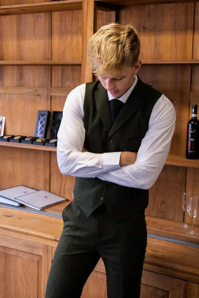 CASTLESON - Weste Chief Olive Tweed 2 CASTLESON - Weste Chief Olive Tweed – Bild 2