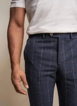 Cavani - Hose Karomuster Angels Marineblau -Herrenanzug Geschäft cavani hose karomuster angels marineblau 404