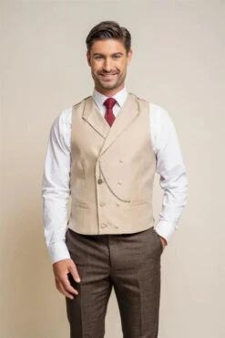 Cavani Lennox - Weste Double Breasted Beige