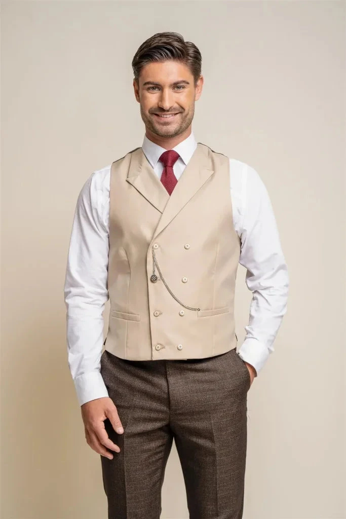 Cavani Lennox - Weste Double Breasted Beige 1 Cavani Lennox - Weste Double Breasted Beige