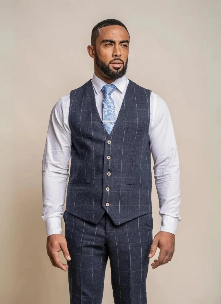 Cavani - Weste Karomuster Angels Marineblau 1 Cavani - Weste Karomuster Angels Marineblau