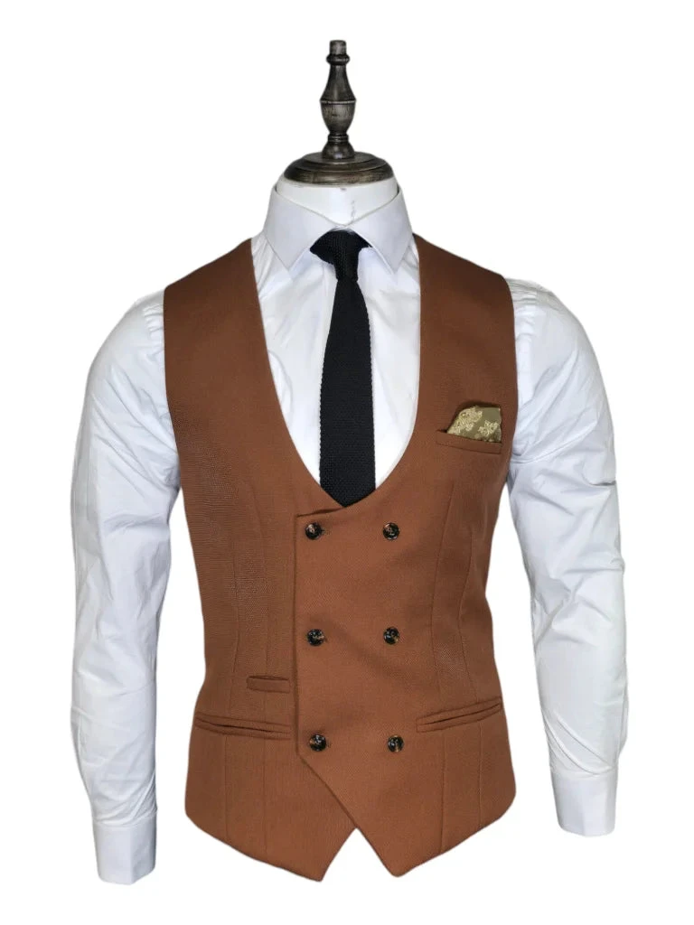 Kelvin Hellbraunes Weste - Doppelreihig 6 Kelvin Hellbraunes Weste - Doppelreihig – Bild 6