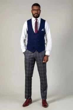 Kelvin Königsblaues Weste - Doppelreihig