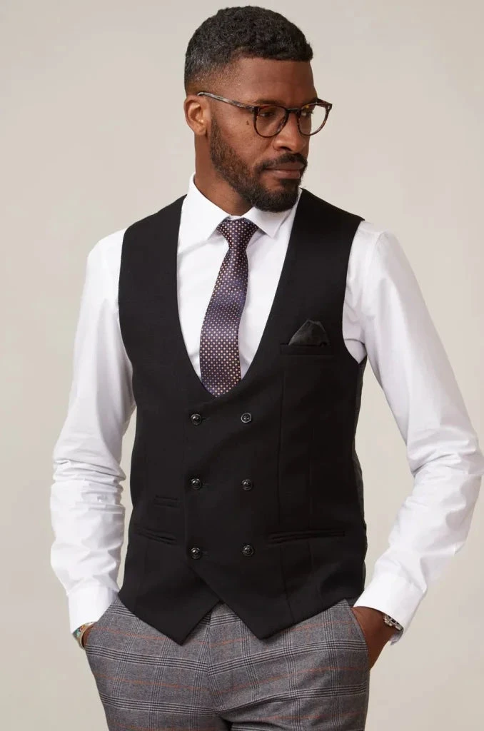 Kelvin Schwarzes Weste - Doppelreihig 1 Kelvin Schwarzes Weste - Doppelreihig