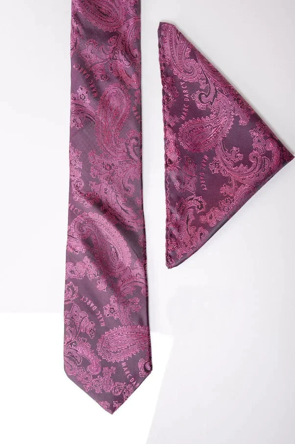 Marc Darcy Gentleman's Set Berry Paisley Krawatte Und Einstecktuch 4 Marc Darcy Gentleman's Set Berry Paisley Krawatte Und Einstecktuch – Bild 4