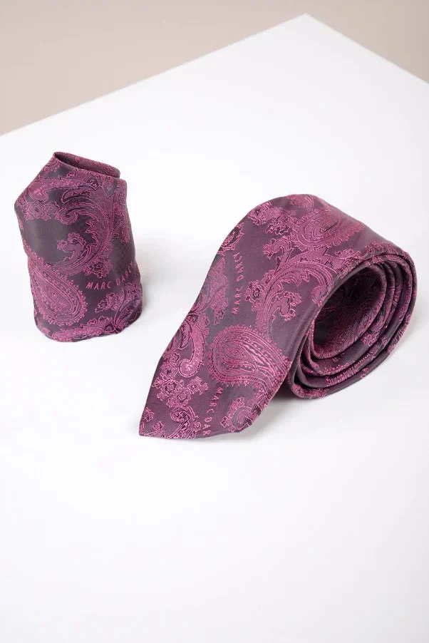 Marc Darcy Gentleman's Set Berry Paisley Krawatte Und Einstecktuch 1 Marc Darcy Gentleman's Set Berry Paisley Krawatte Und Einstecktuch