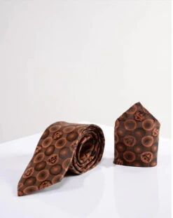 Marc Darcy Gentlemens Bubbles Orange Krawatte Mit Einstecktuch