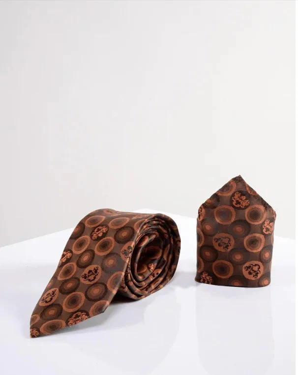 Marc Darcy Gentlemens Bubbles Orange Krawatte Mit Einstecktuch