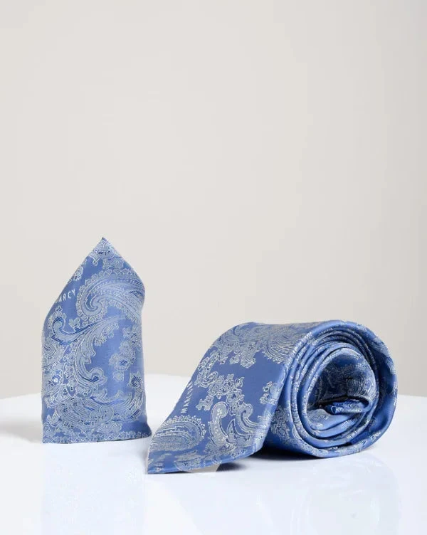 Marc Darcy Gentlemen's Set Himmelblau Paisley Mit Krawatte Und Einstecktuch 1 Marc Darcy Gentlemen's Set Himmelblau Paisley Mit Krawatte Und Einstecktuch
