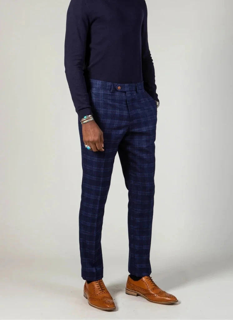 Marc Darcy - Hose Blau Chigwell Tweed 1 Marc Darcy - Hose Blau Chigwell Tweed
