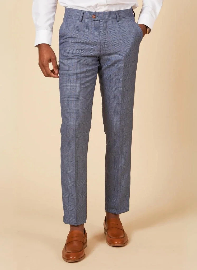 Marc Darcy - Hose George Hellblau Karo 1 Marc Darcy - Hose George Hellblau Karo