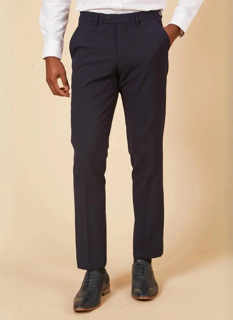 Marc Darcy - Hose Karomuster Dunkelblau Bromley Navy 1 Marc Darcy - Hose Karomuster Dunkelblau Bromley Navy