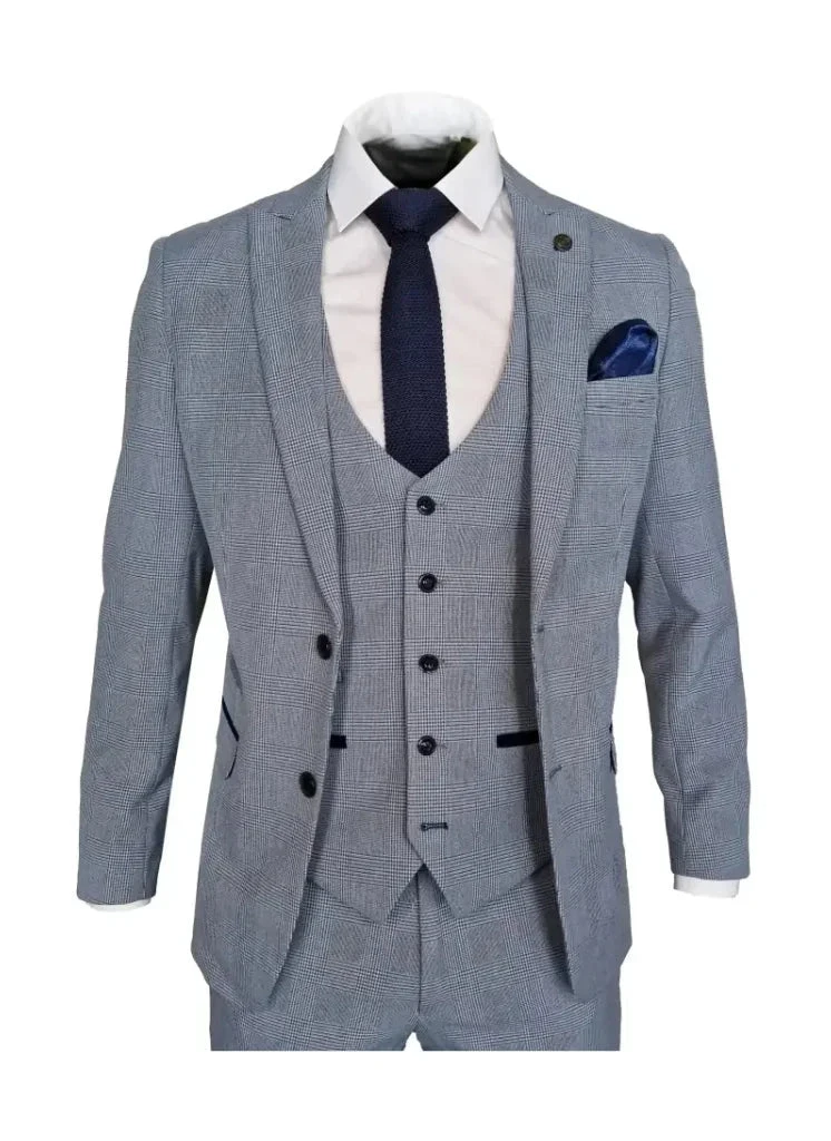 Marc Darcy - Sakko Karomuster Hellblau Bromley Himmel 2 Marc Darcy - Sakko Karomuster Hellblau Bromley Himmel – Bild 2