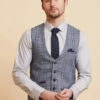 Marc Darcy - Weste Abbott Blue Tweed Check