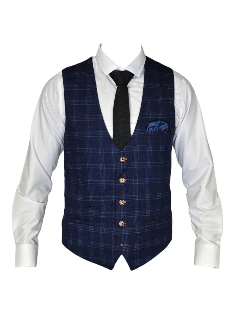 Marc Darcy - Weste Blau Chigwell Tweed 1 Marc Darcy - Weste Blau Chigwell Tweed
