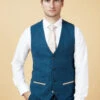 Marc Darcy - Weste Dion Blue Tweed