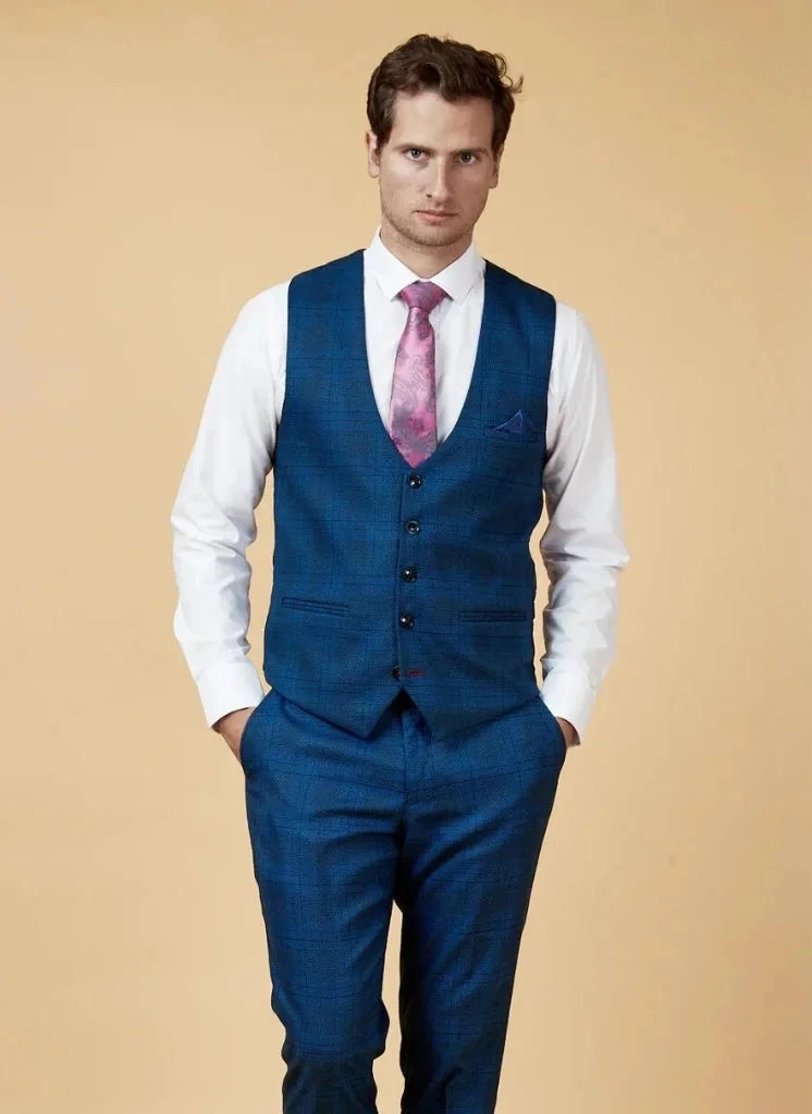 Marc Darcy - Weste Kariert Jerry Blau 3 Marc Darcy - Weste Kariert Jerry Blau – Bild 3