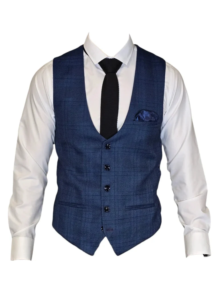 Marc Darcy - Weste Kariert Jerry Blau 1 Marc Darcy - Weste Kariert Jerry Blau