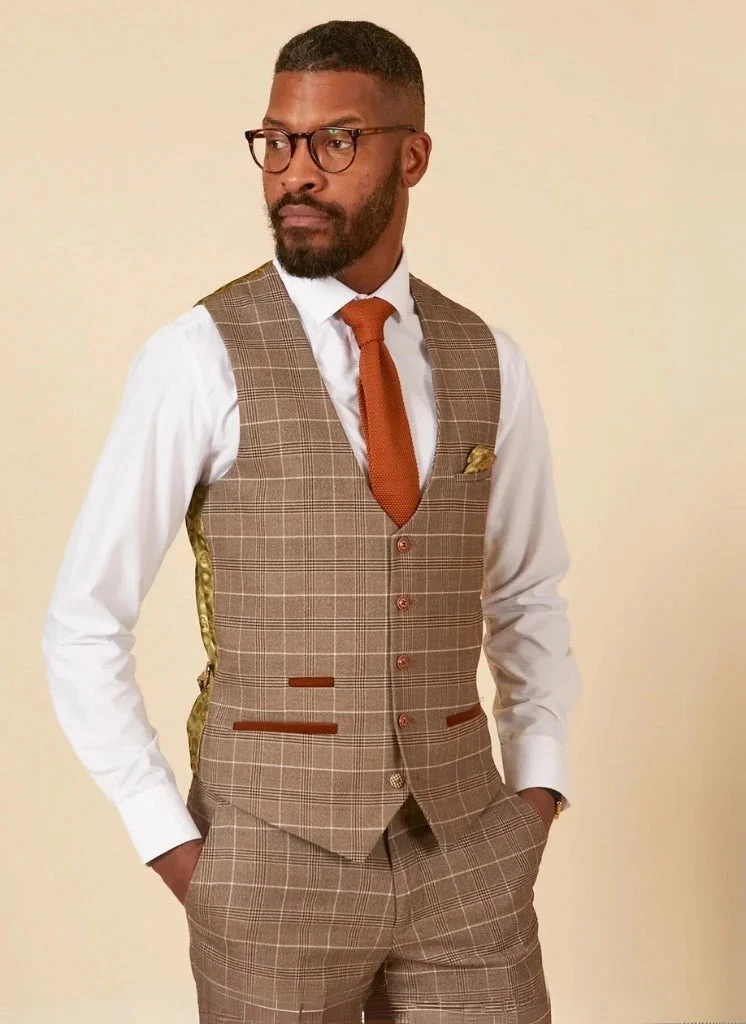 Marc Darcy - Weste Karomuster Beige Ray Tan 1 Marc Darcy - Weste Karomuster Beige Ray Tan