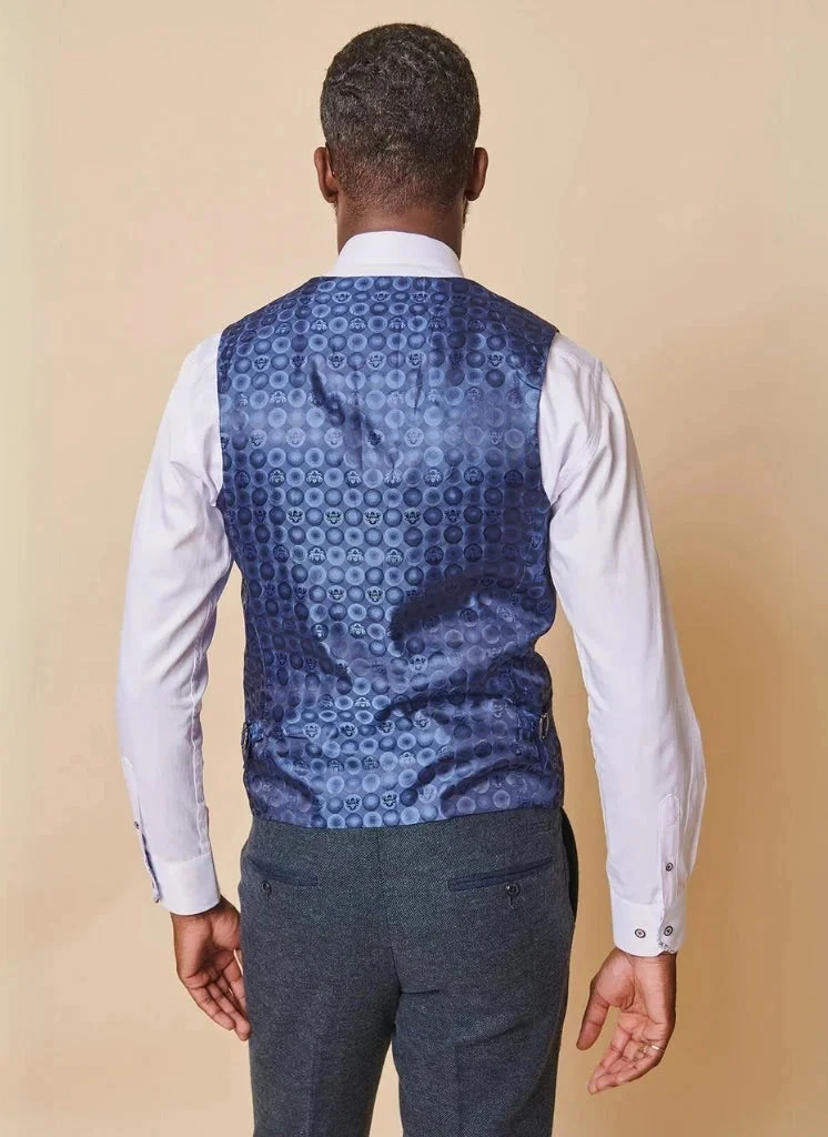 Marc Darcy - Weste Marlow Blau Tweed 2 Marc Darcy - Weste Marlow Blau Tweed – Bild 2