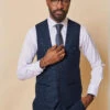 Marc Darcy - Weste Marlow Blau Tweed