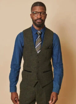 Marc Darcy - Weste Marlow Olive Tweed