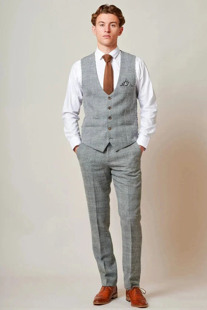 Marc Darcy – Weste Tweed Kris Silver Grey 2 Marc Darcy – Weste Tweed Kris Silver Grey – Bild 2