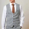 Marc Darcy – Weste Tweed Kris Silver Grey