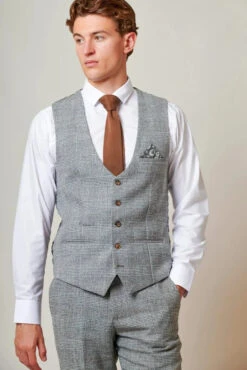 Marc Darcy – Weste Tweed Kris Silver Grey