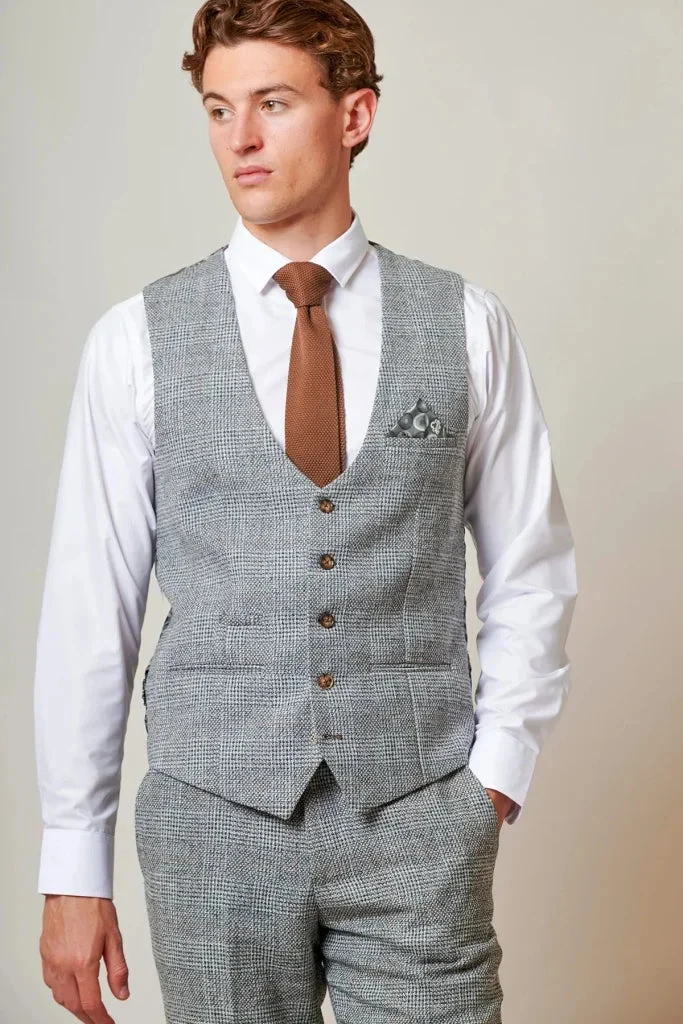 Marc Darcy – Weste Tweed Kris Silver Grey 1 Marc Darcy – Weste Tweed Kris Silver Grey