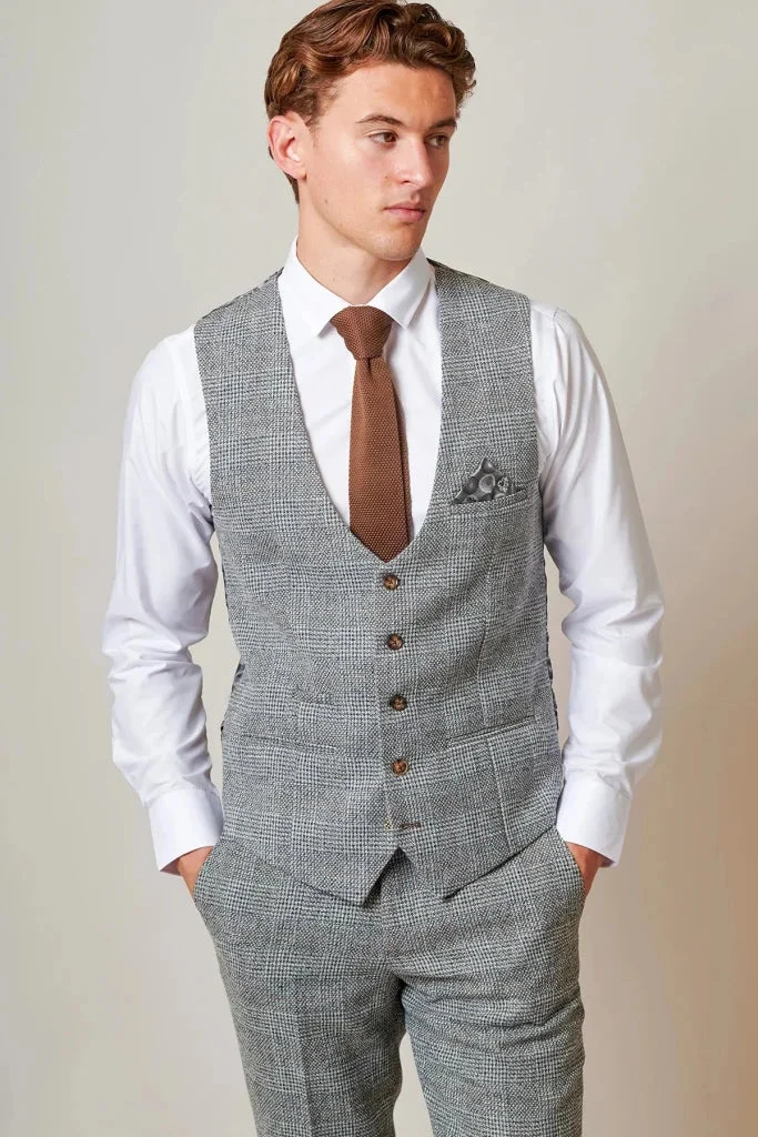 Marc Darcy – Weste Tweed Kris Silver Grey 4 Marc Darcy – Weste Tweed Kris Silver Grey – Bild 4