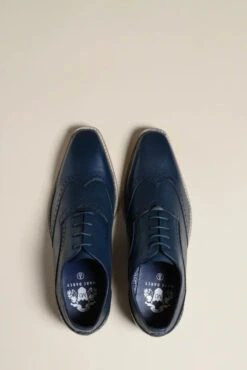 Marineblaue Lederschuhe, Marc Darcy Dawson - Wingtip Brogue -Herrenanzug Geschäft marineblaue lederschuhe marc darcy dawson wingtip brogue schoenen 481