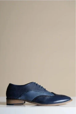 Marineblaue Lederschuhe, Marc Darcy Ryan - Wingtip Brogue