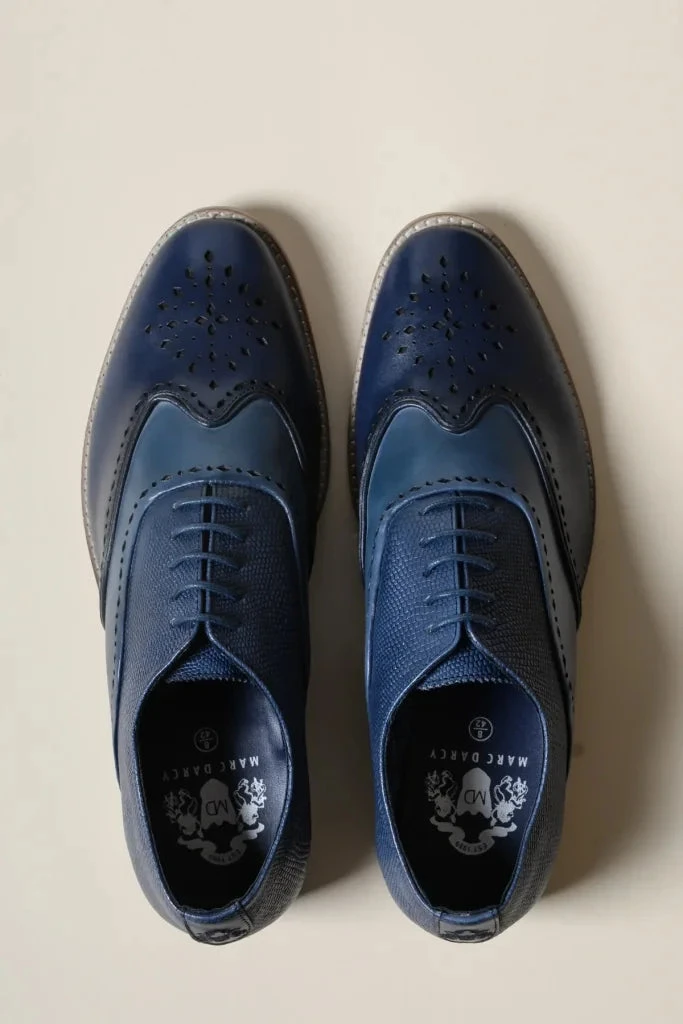 Marineblaue Lederschuhe, Marc Darcy Ryan - Wingtip Brogue 2 Marineblaue Lederschuhe, Marc Darcy Ryan - Wingtip Brogue – Bild 2
